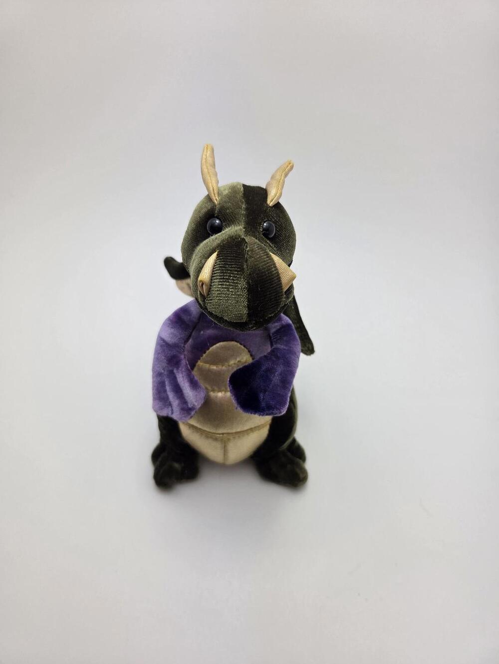 Vintage Douglas Green Gold and Purple Dragon Stuffed Animal (6 inch)